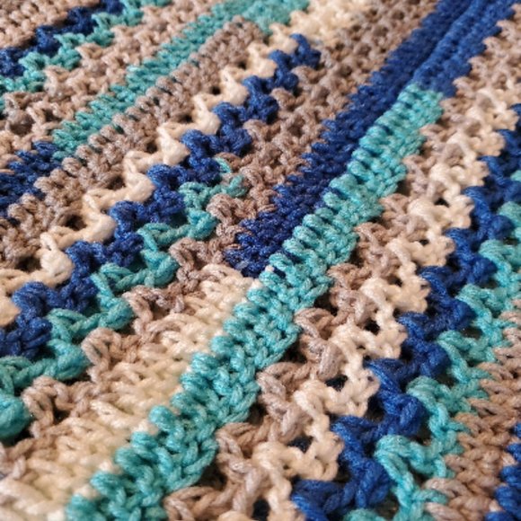 Crochet Calming Stripes Baby Blanket/New - Picture 4 of 5
